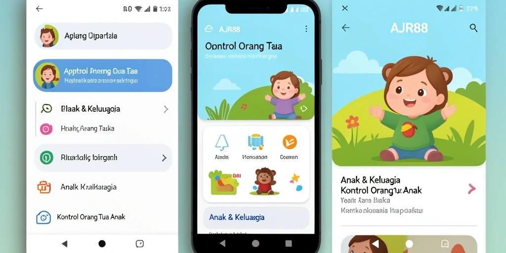 Tampilan antarmuka aplikasi AJR88 untuk kontrol orang tua.