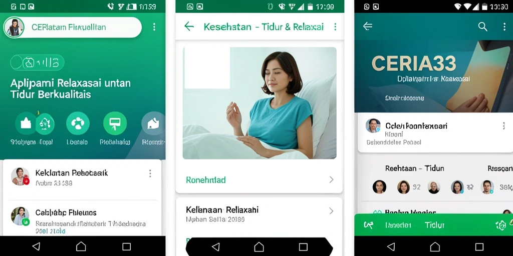 Antarmuka utama CERIA33 dengan pilihan relaksasi dan meditasi.