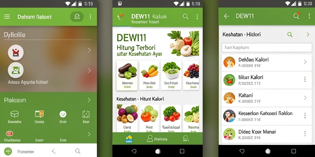 Antarmuka DEWI11 menampilkan fitur Hitung Kalori yang mudah digunakan.