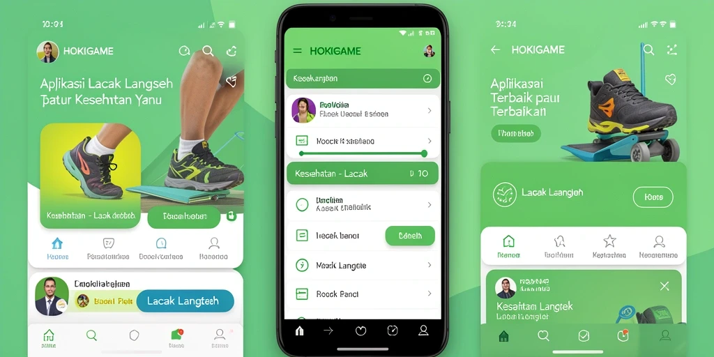 Antarmuka HOKIGAME dengan statistik langkah yang informatif.