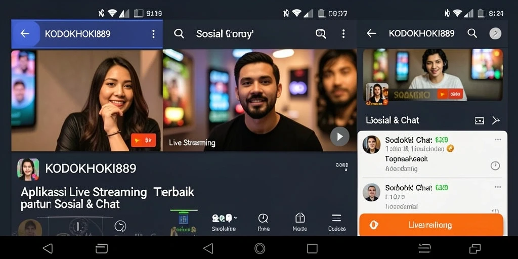 Antarmuka aplikasi KODOKHOKI889 menampilkan fitur live streaming yang menarik dan interaktif.