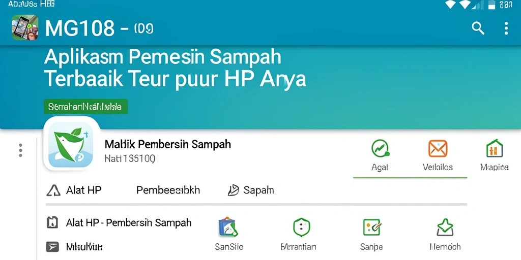 Antarmuka sederhana aplikasi Pembersih Sampah MG108 yang memudahkan pengguna.
