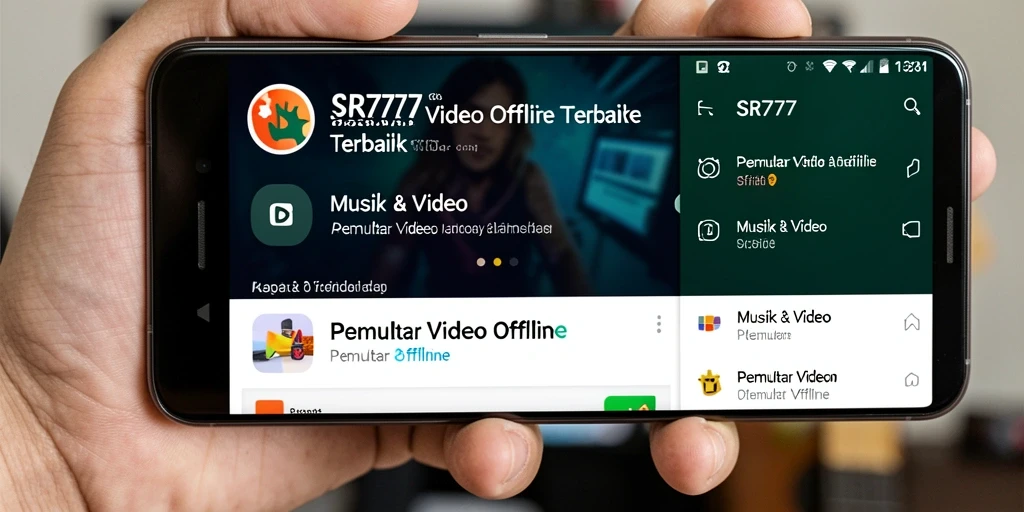 Screenshot aplikasi SR777 yang menampilkan antarmuka Pemutar Video Offline.